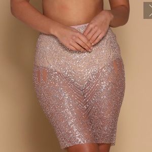 Meshki rose gold jeweled skirt